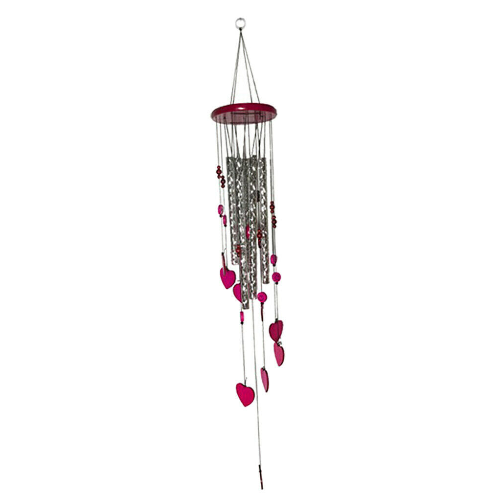 Large Wind Chime Garden Metal Windchime Tubes for Funeral Rose red_2