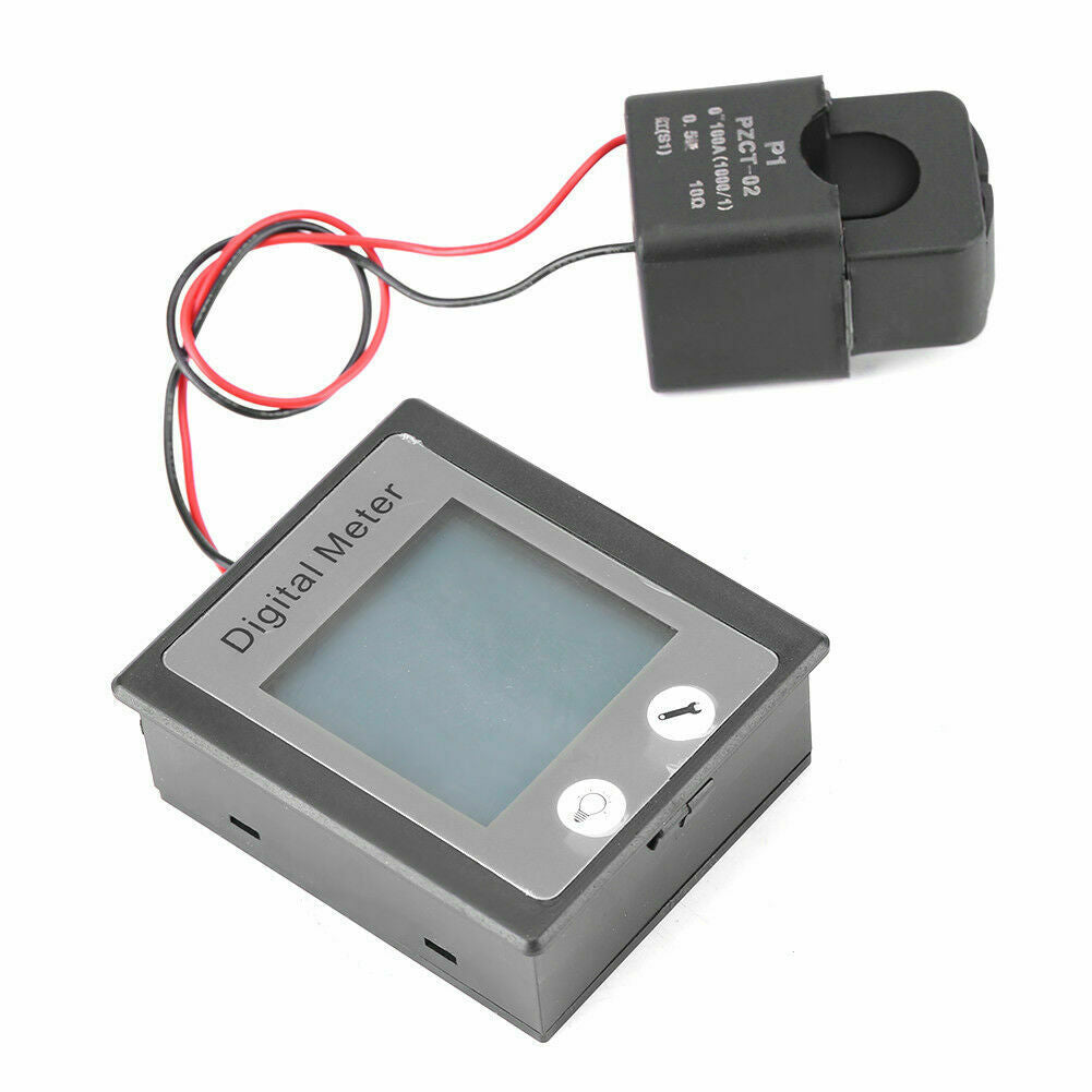 100A AC Power KWh Watt Meter Volt Amp Voltmeter Ammeter Open Close CT 110V 220V