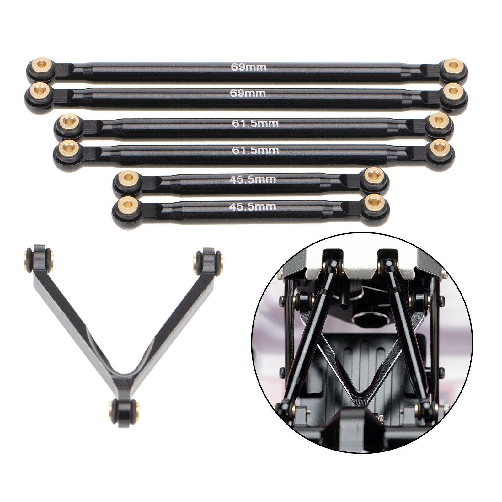 7 Pieces 1:24 RC Metal Rod Link Linkage 133mm Wheelbase for Axial SCX24 AXI00001