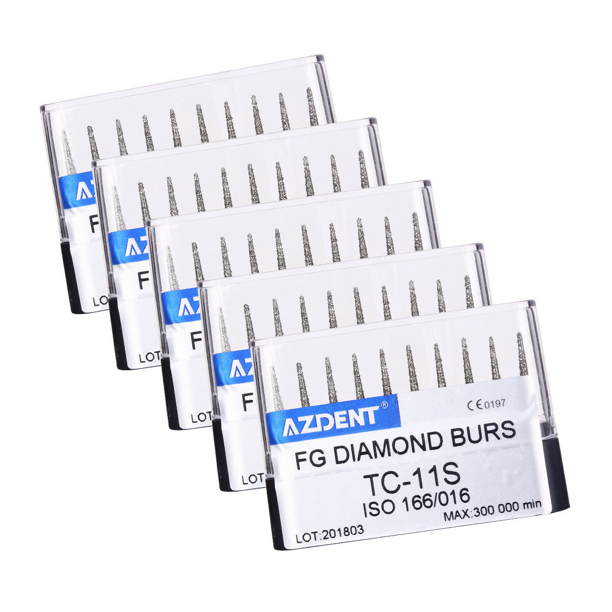 100Kit Dental Diamond Burs TC-11S Taper Cone Tip for High Speed Handpiece AZDENT
