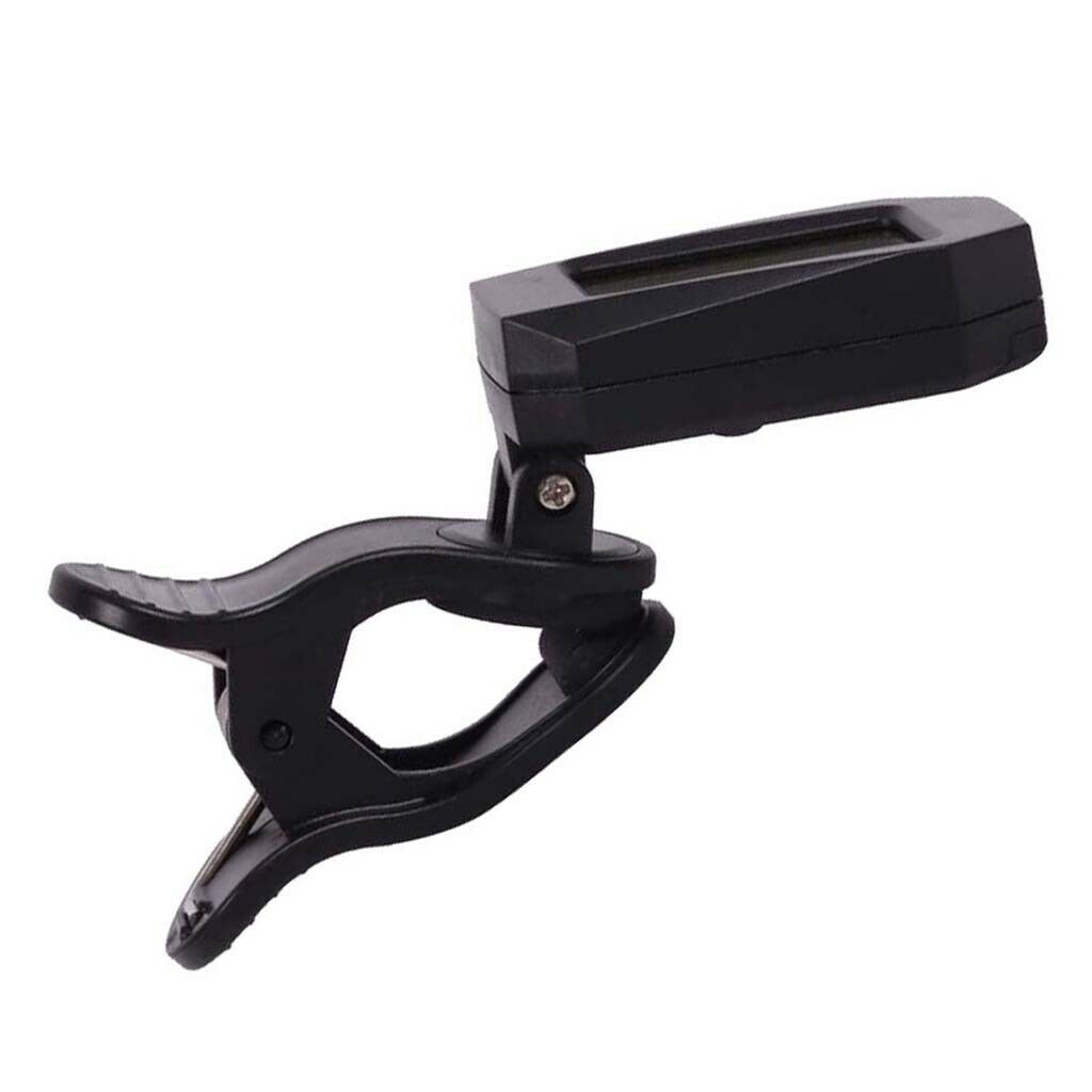 Clip On Tuner with LCD Display for Guitar Bass Ukulele Banjo Violin Black