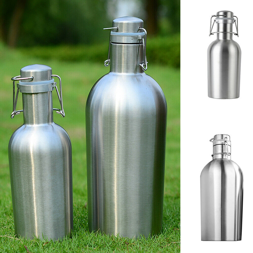 Home Brew Beer Growler Bottle 64 Oz 2L Stainless Steel Swing Top Hip Flask