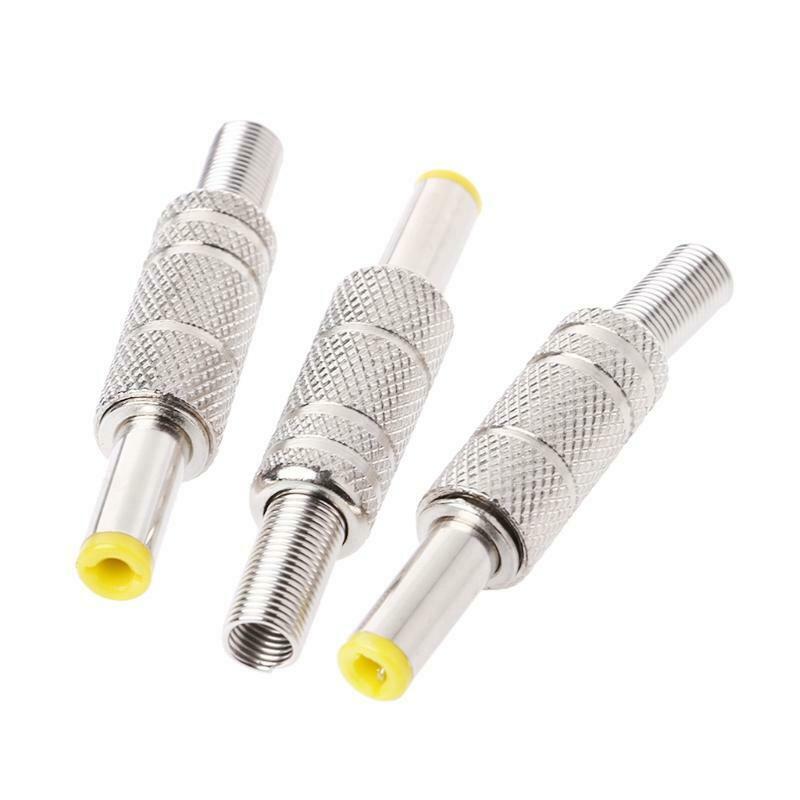 5 Pcs Metal 5.5x2.1mm DC Power Male Plug Jack Adapter Connector with Yellow Head