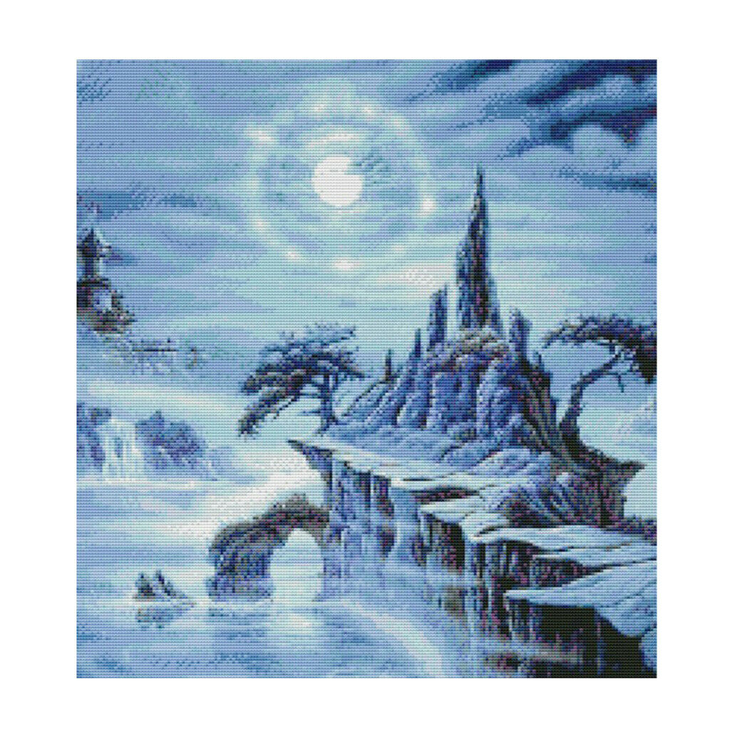 Moonlight Landscape Cross Stitch Stamped Kits Pre-Printed Cross-Stitching