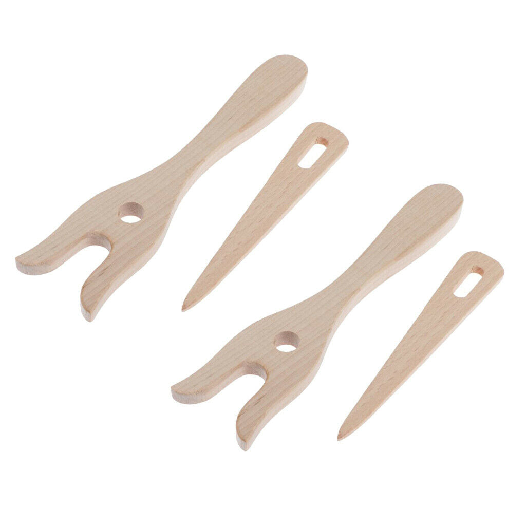 2set Wooden Fork Knitters Wood Fork Shape Crocheters Sewing Tool DIY 15.7cm