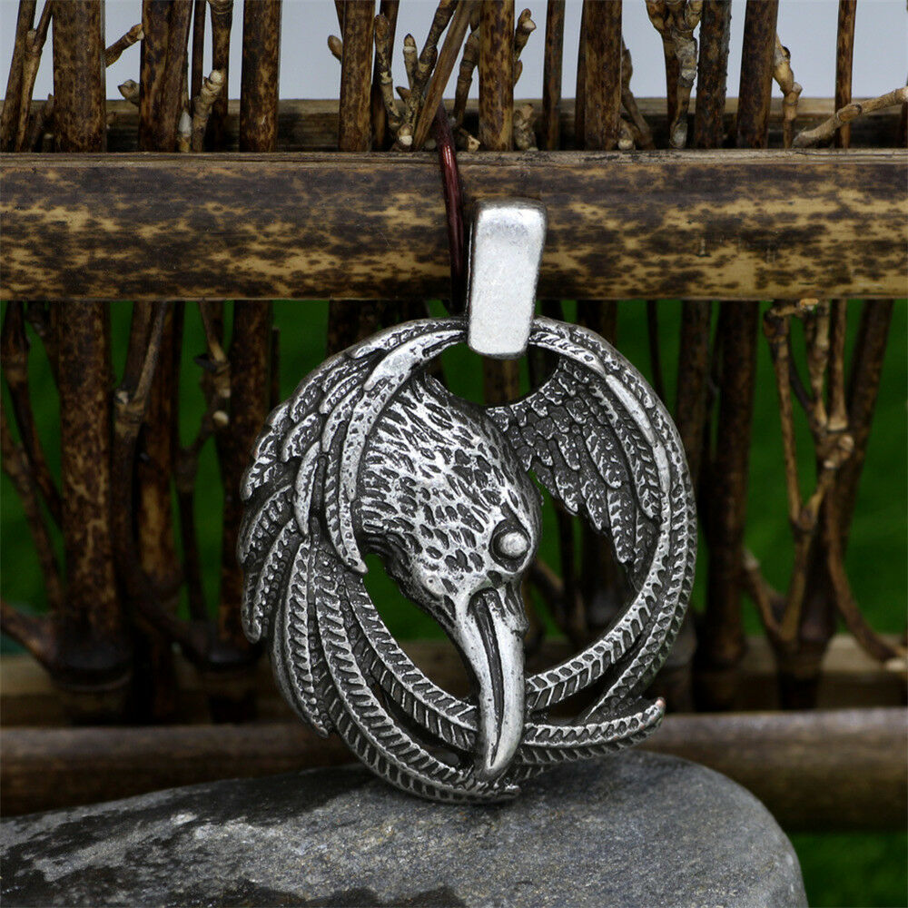 Fashion Men Viking Raven Helm Of Awe Rune Pendant Norse Amulet Necklace