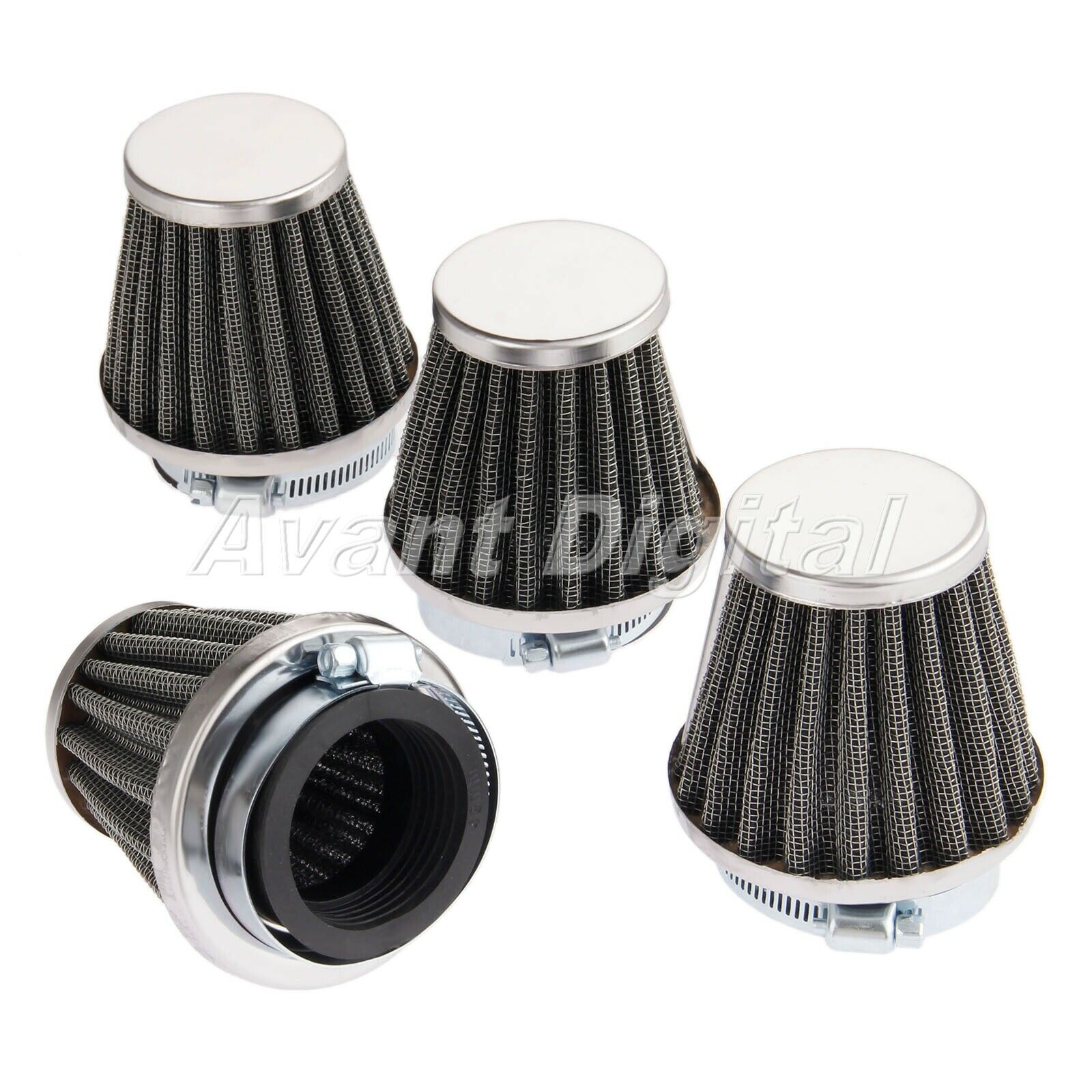 4PCS Motorcycle Inside diameter 42mm Air Intake Filter Cleaner Dual layer steel