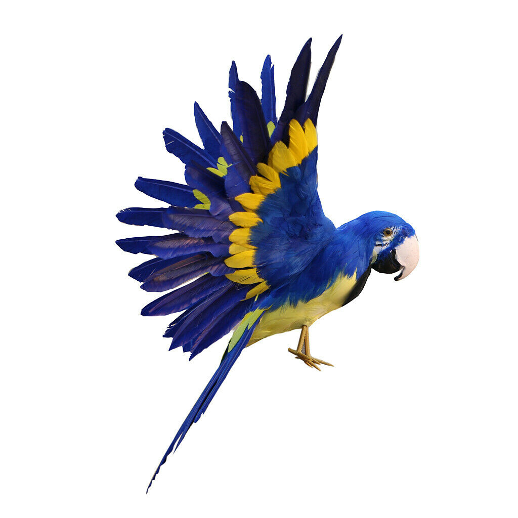 Lifelike Artificial Bird Feather Birds Parrot Blue Yard Garden Lawn Decor