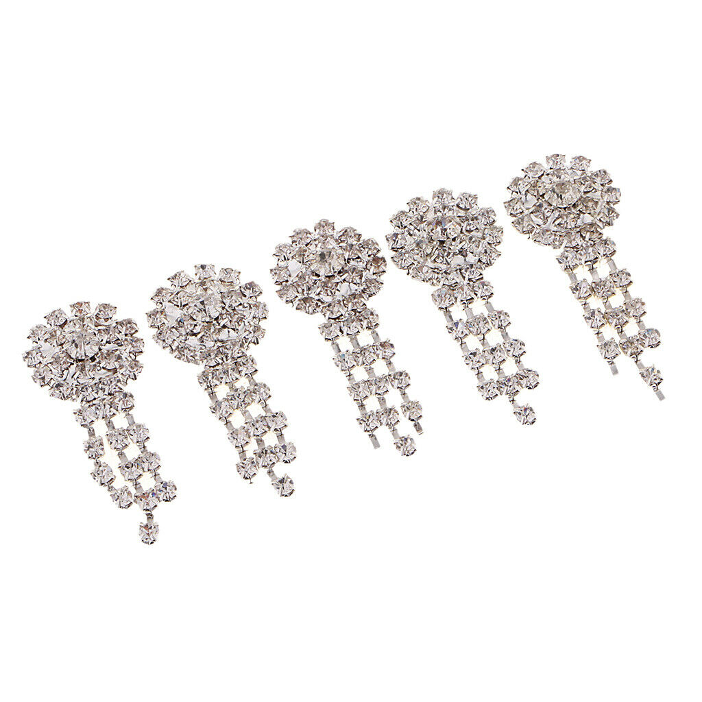 5 Pcs Flower Flatback Sew On Rhinestone Buttons Crystal Accessories For DIY