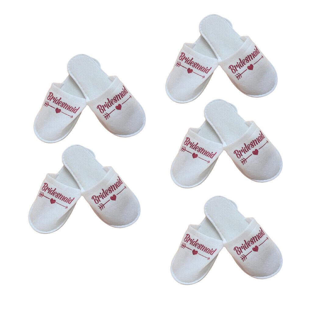 5Pairs Anti-Slip Bridal Shower Bridesmaid Sauna Travel Hotel Home Slippers