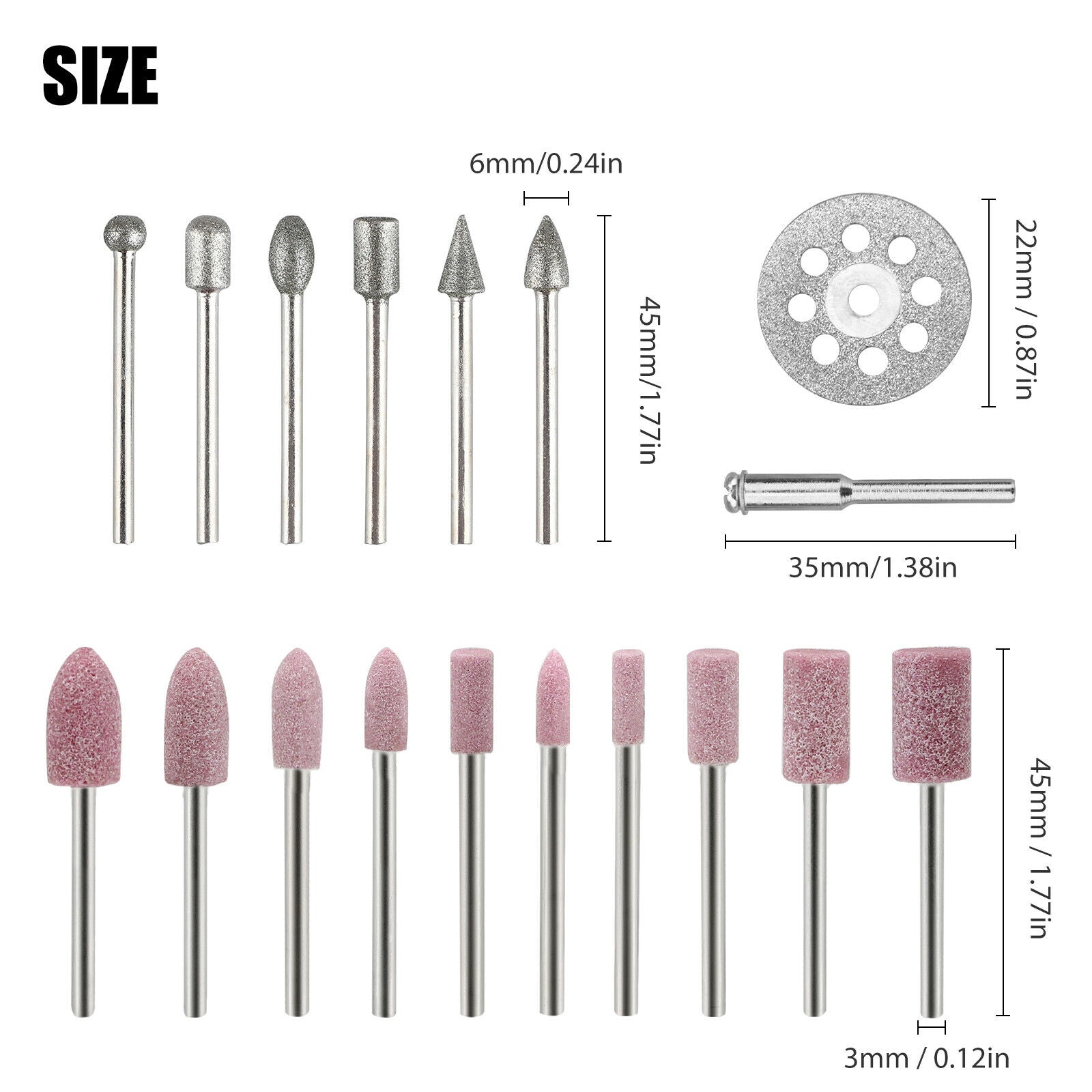 42PCS Diamond Grinding Carving Cutting Wheel Burr Bit Set For Dremel Rotary Tool