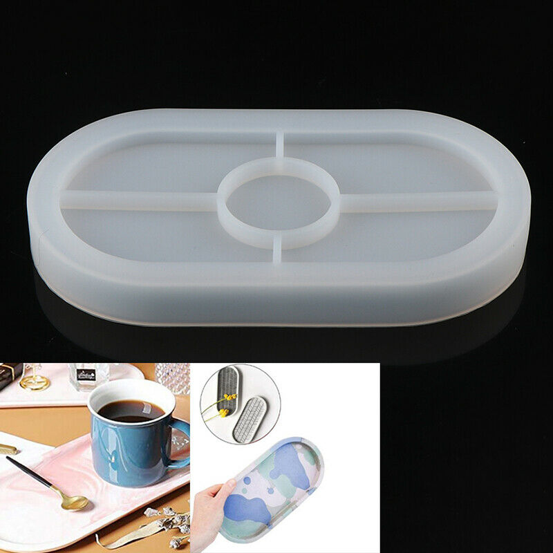 Concrete Oval Mold Ashtray Coaster Square Flexible Silicone Tray Mold EpoxyB Lt
