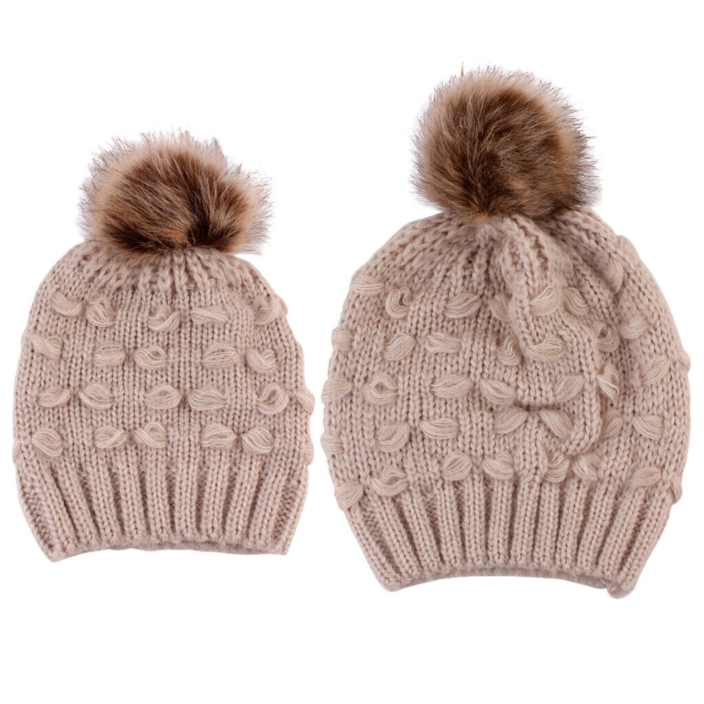 4pcs / 2set   Parent - Child   Hat   with   Pompom