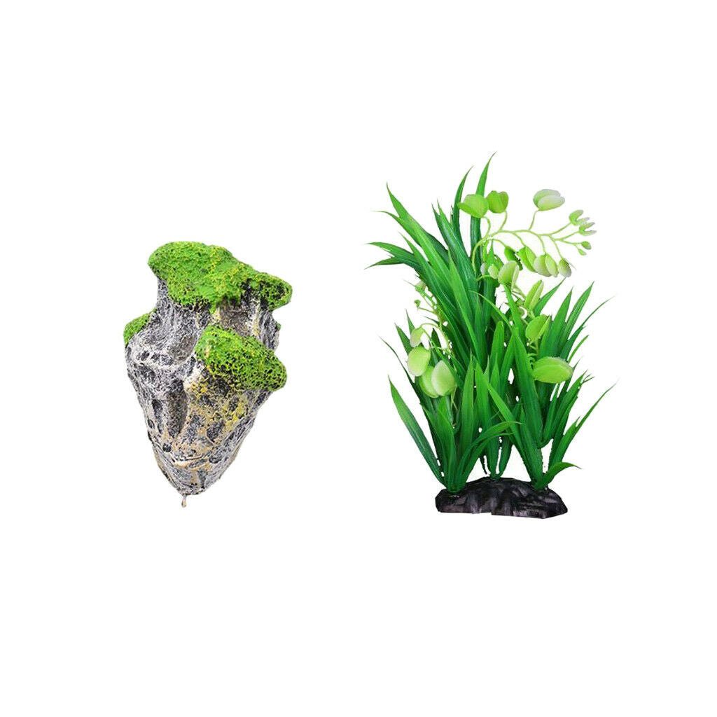2 Pack Mountain View Decor Rockery Landscape Hiding Cave Plant Aquarium Ornament