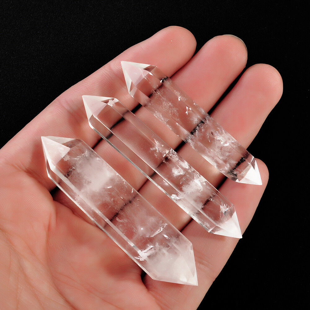 1pc Tibet Natural Rock Clear Quartz new Crystal Point Healing Terminated Wand AU
