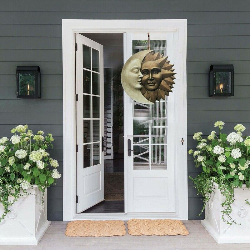 Sun and Moon Wall Sculpture Celestial Icons of Astronomy Garden Decor OutdooW8C3