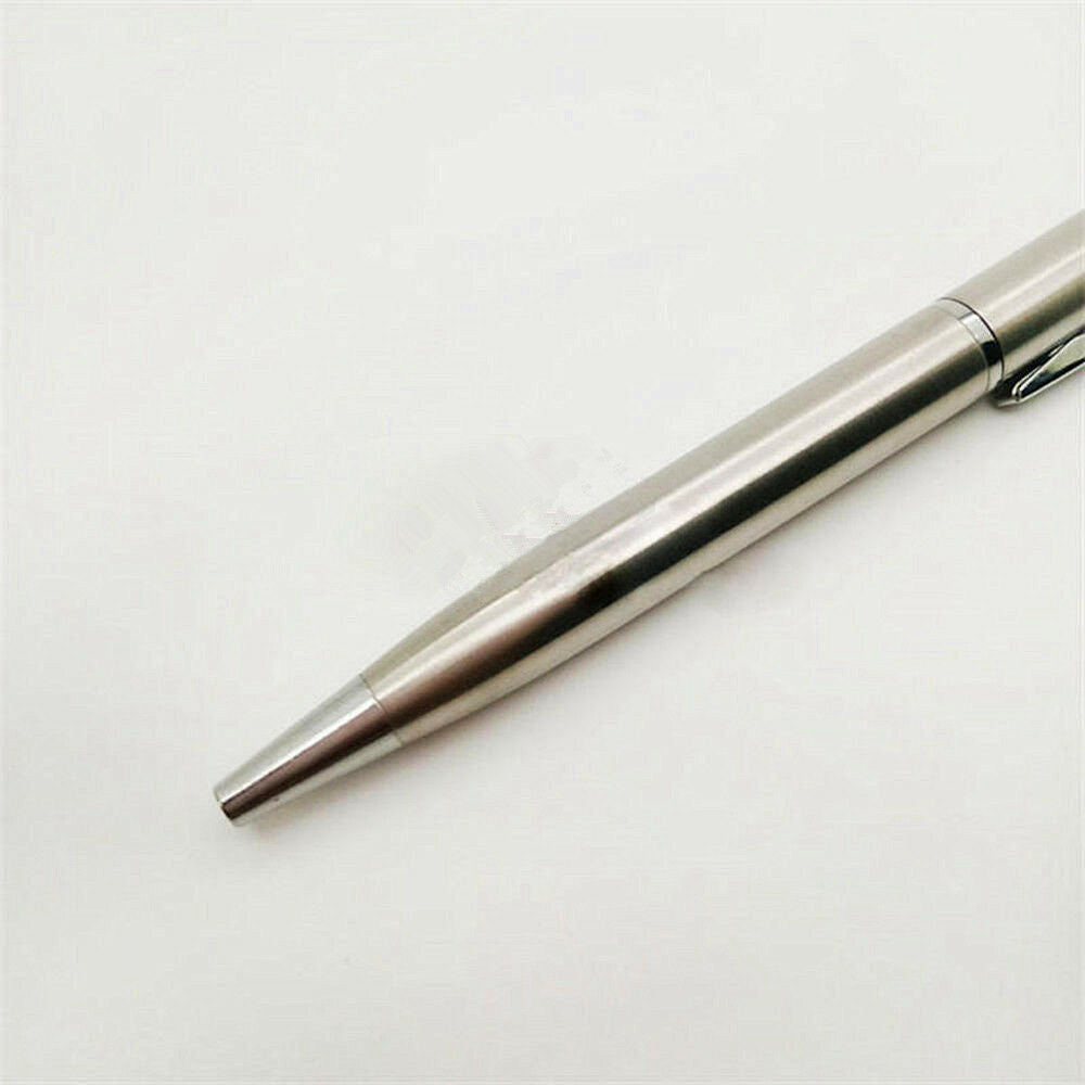 Mini Stainless Steel Rotating Ballpoint Pen Office Writing Stationery Black Ink*