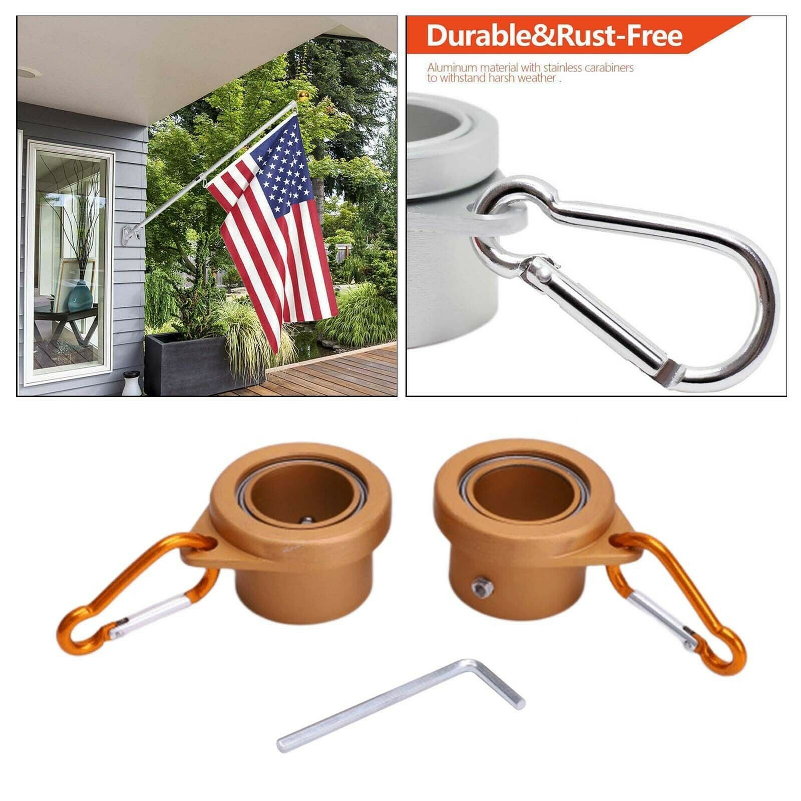 Alloy Flag Pole Mounting Rings Grommet Clip for 1inch Flagpoles 360 Degree