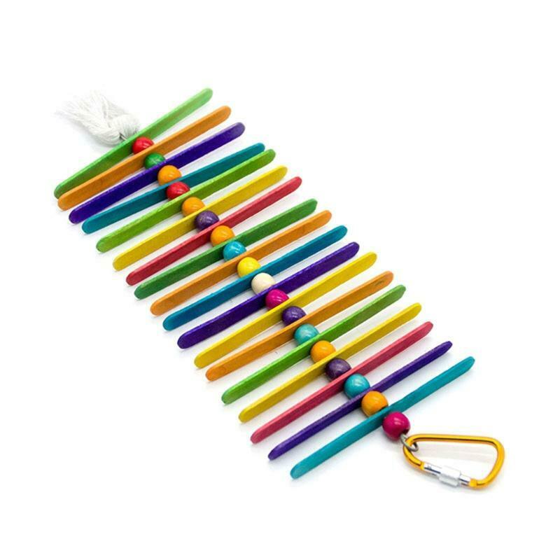 Parrots Toys 5Pcs Set Wooden Beads Perch Swing Platform Rattan Balls for Cage