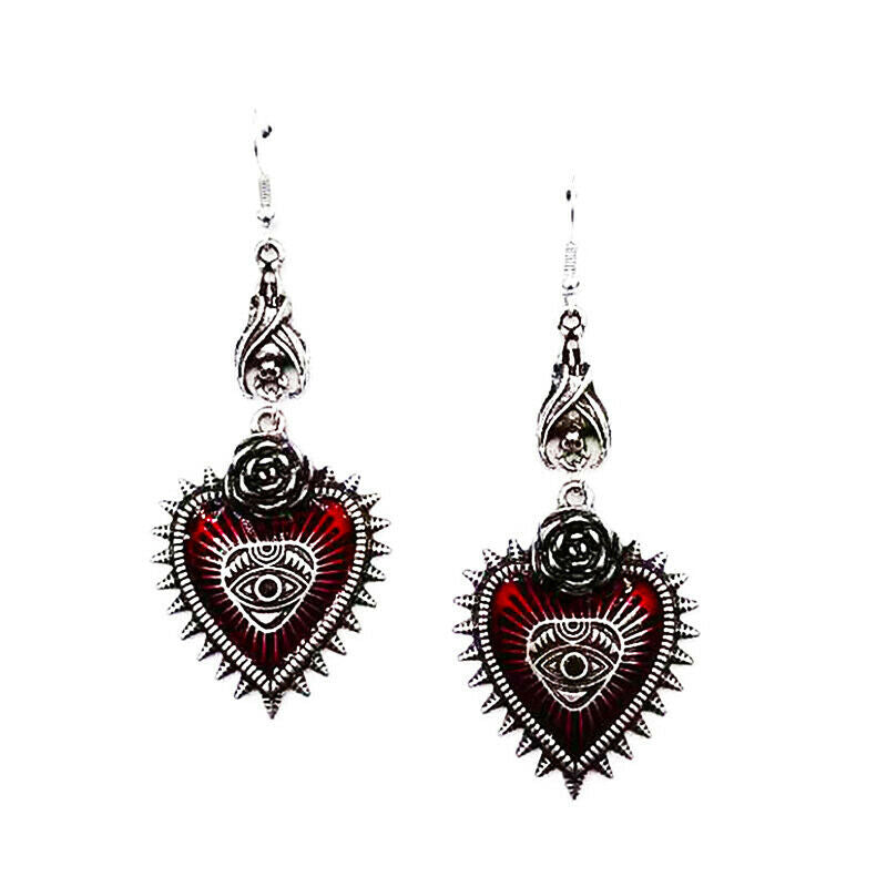 Drop Earring Jewelry Blood Rose Heart Oil Bat Gothic Retro Hangi.l8