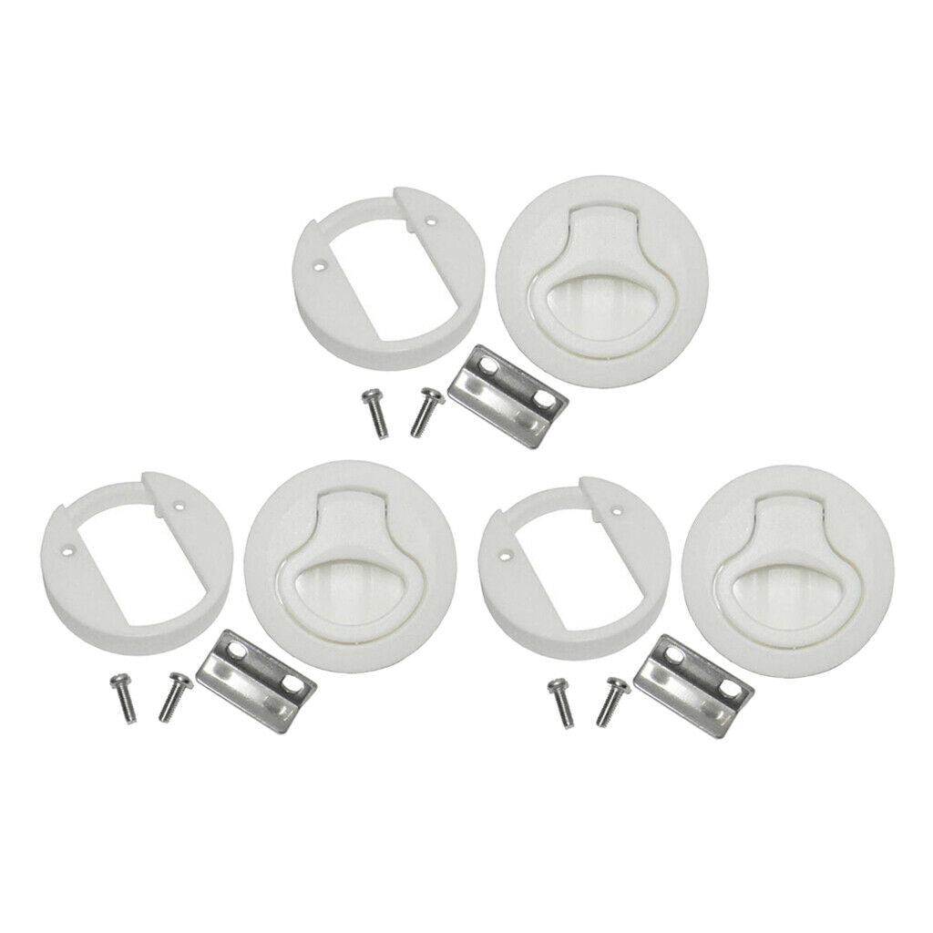 3 Set Deck Hatch Door 2 Inches Flush Pull Non Locking Latch for Boat White