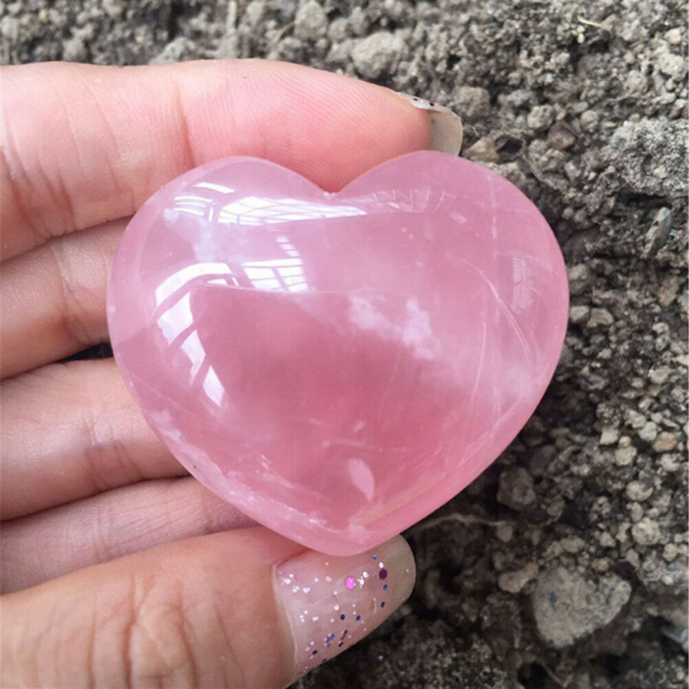 1Pc Natural Quartz Heart Shaped Pink Crystal Love Healing Gemstones Collec.l8