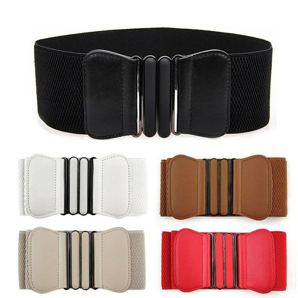 5x Women's Wide Dress Belt Retro Style Stretch Waistband Cincher Cummerband