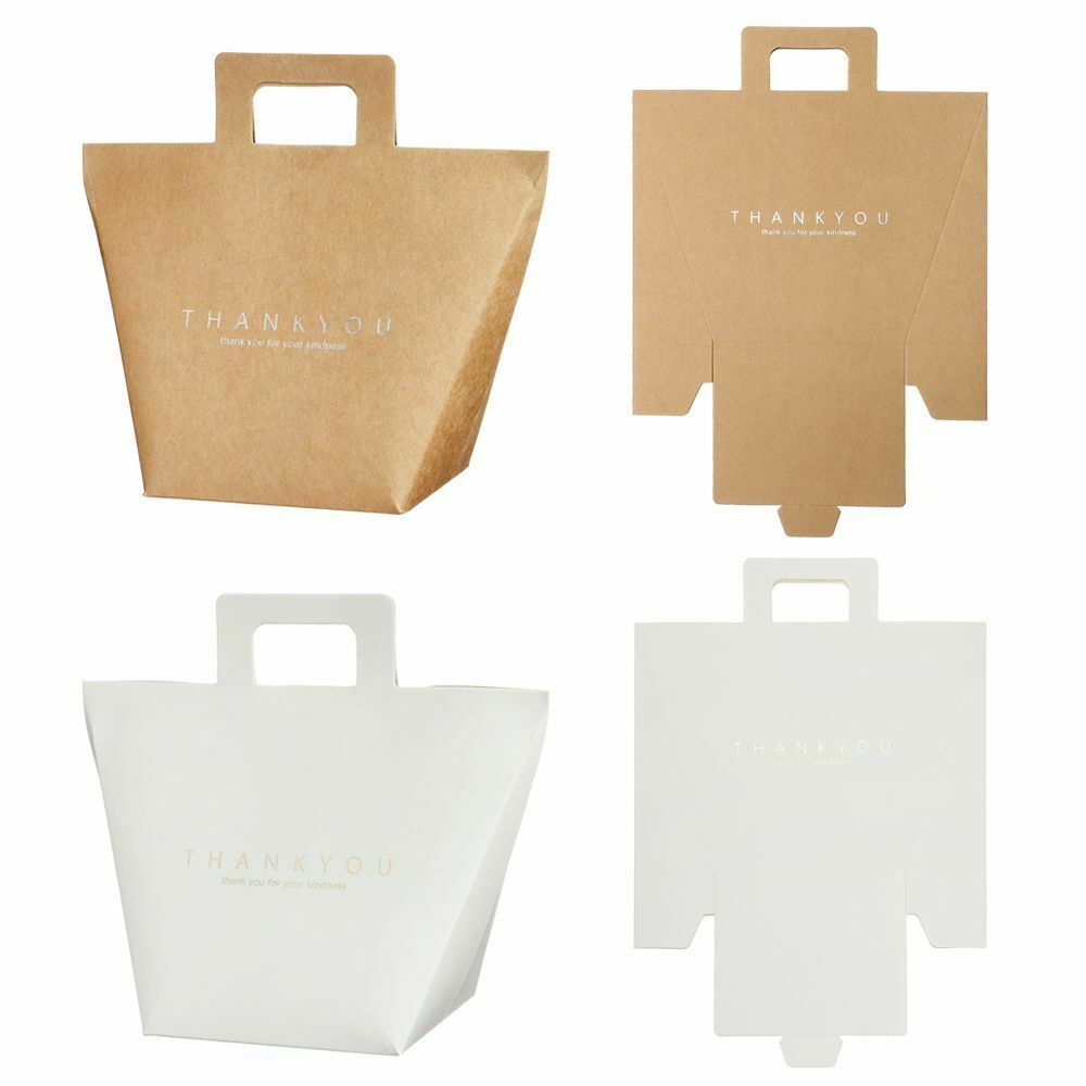 DIY Simple With Handles Decoration Bags Kraft paper Candy Box Bronzing Gift Bag