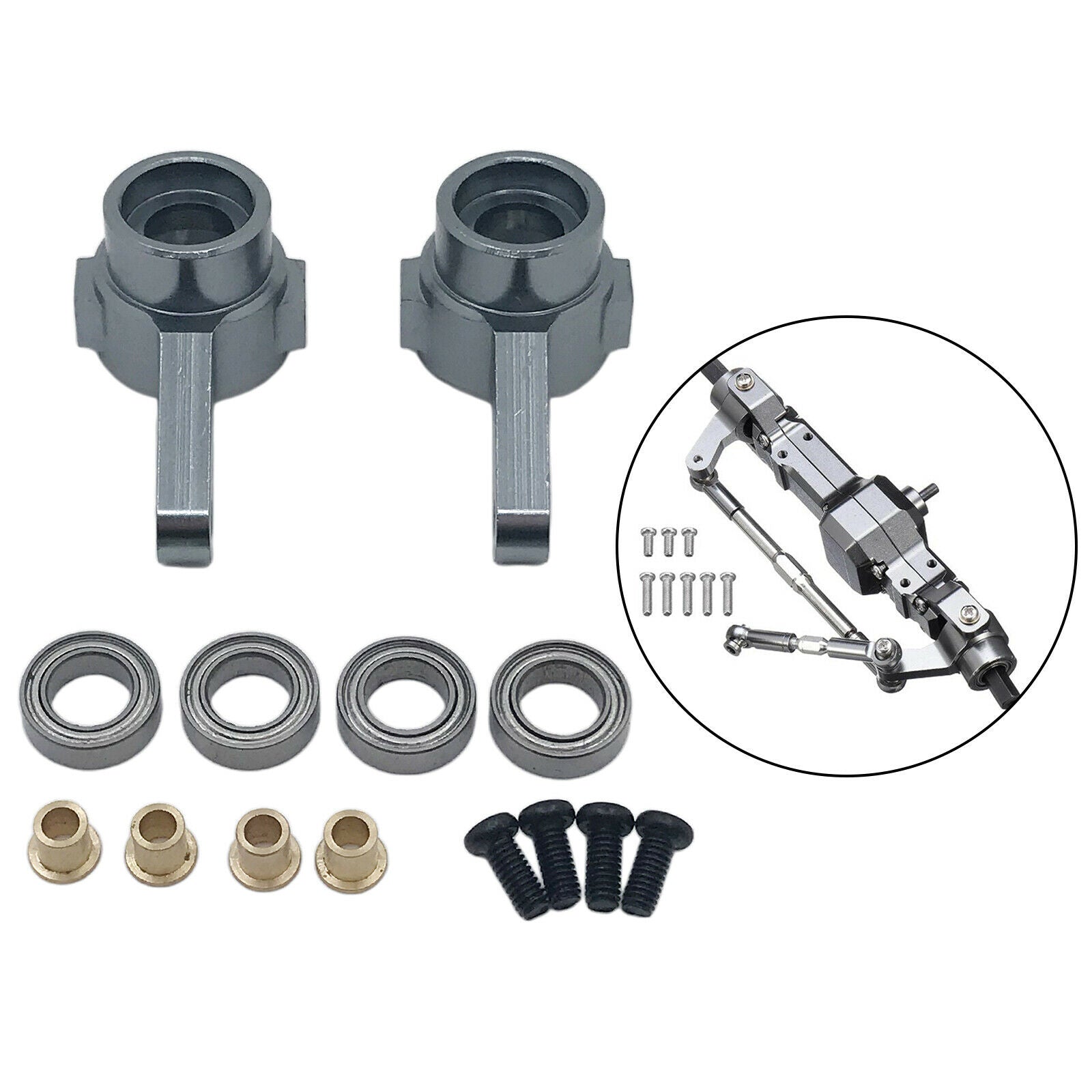 2pcs 1/16 Alloy Front Axle Steering Cup with Bearing for WPL MN D90 MN99S