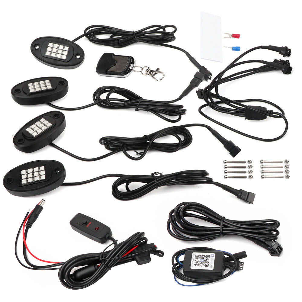 LED Rock Light Kits 4 Pods for Truck UTV ATV with Dimmer Switch new