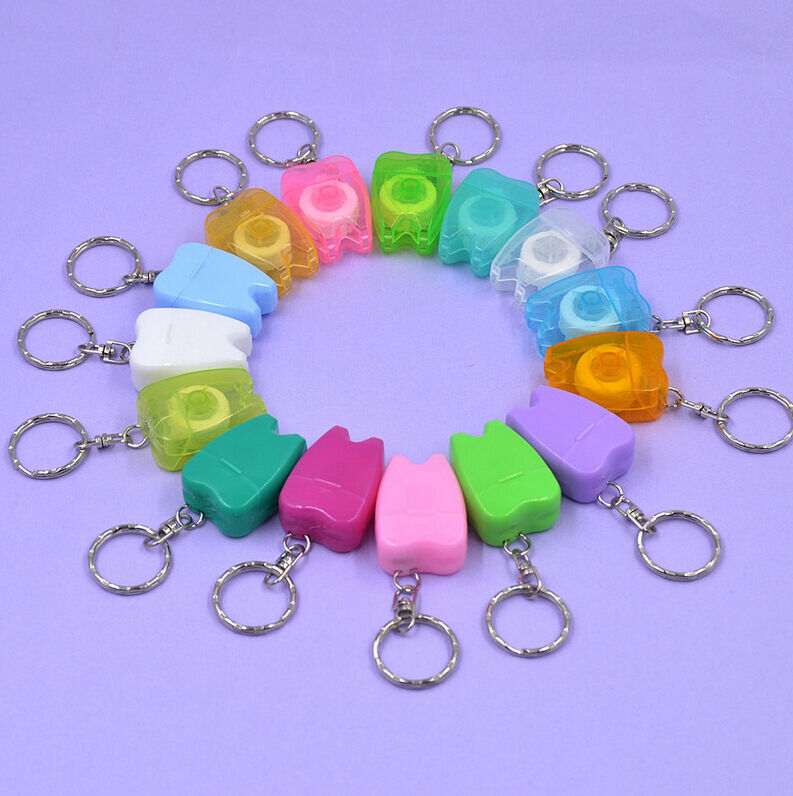Portable Dental Floss Teeth Clean*Key Ring Keychain Travel 15M Random Colour TH