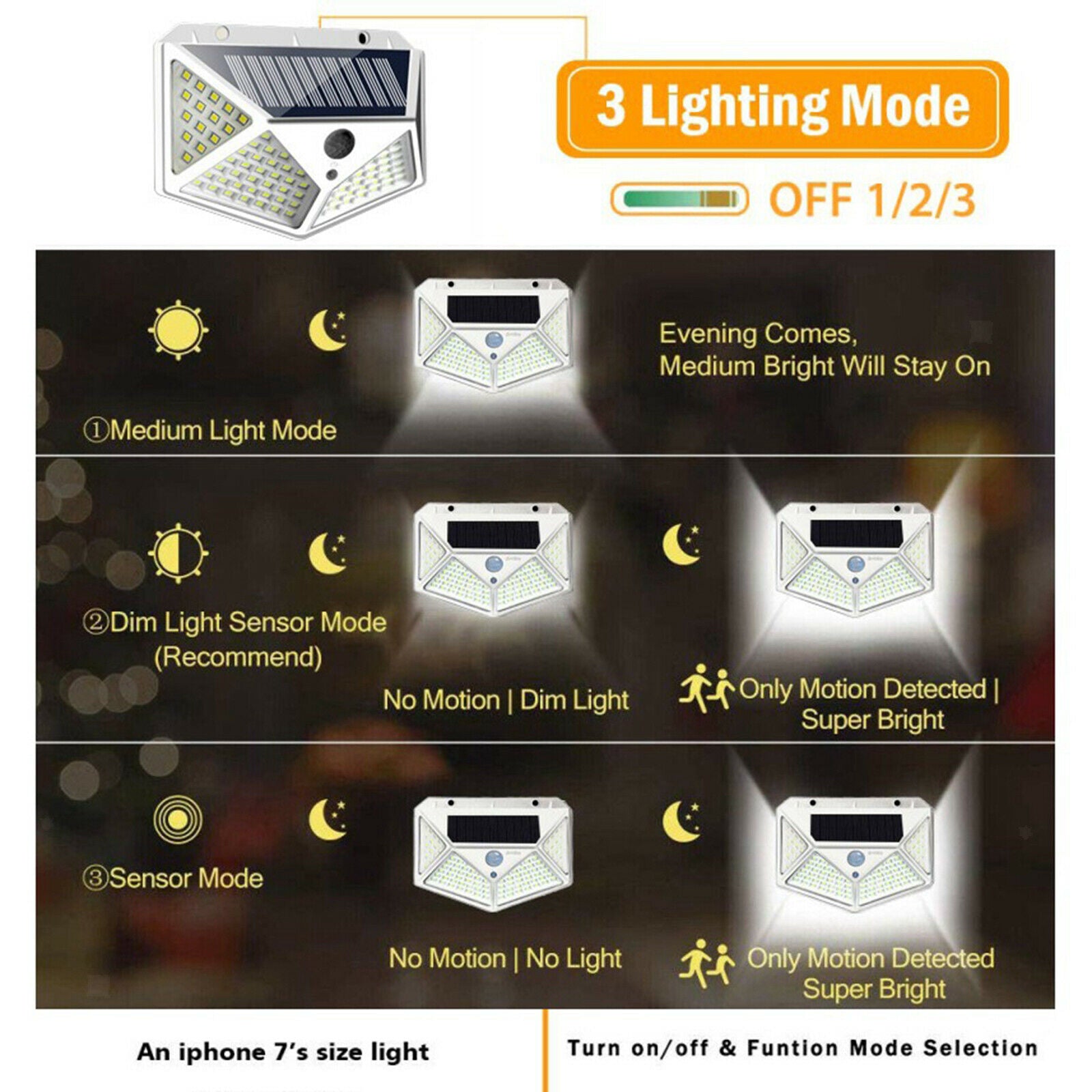 Solar Motion Sensor Lights, 166 LED Outdoor Security Wall Lights for Front Doors