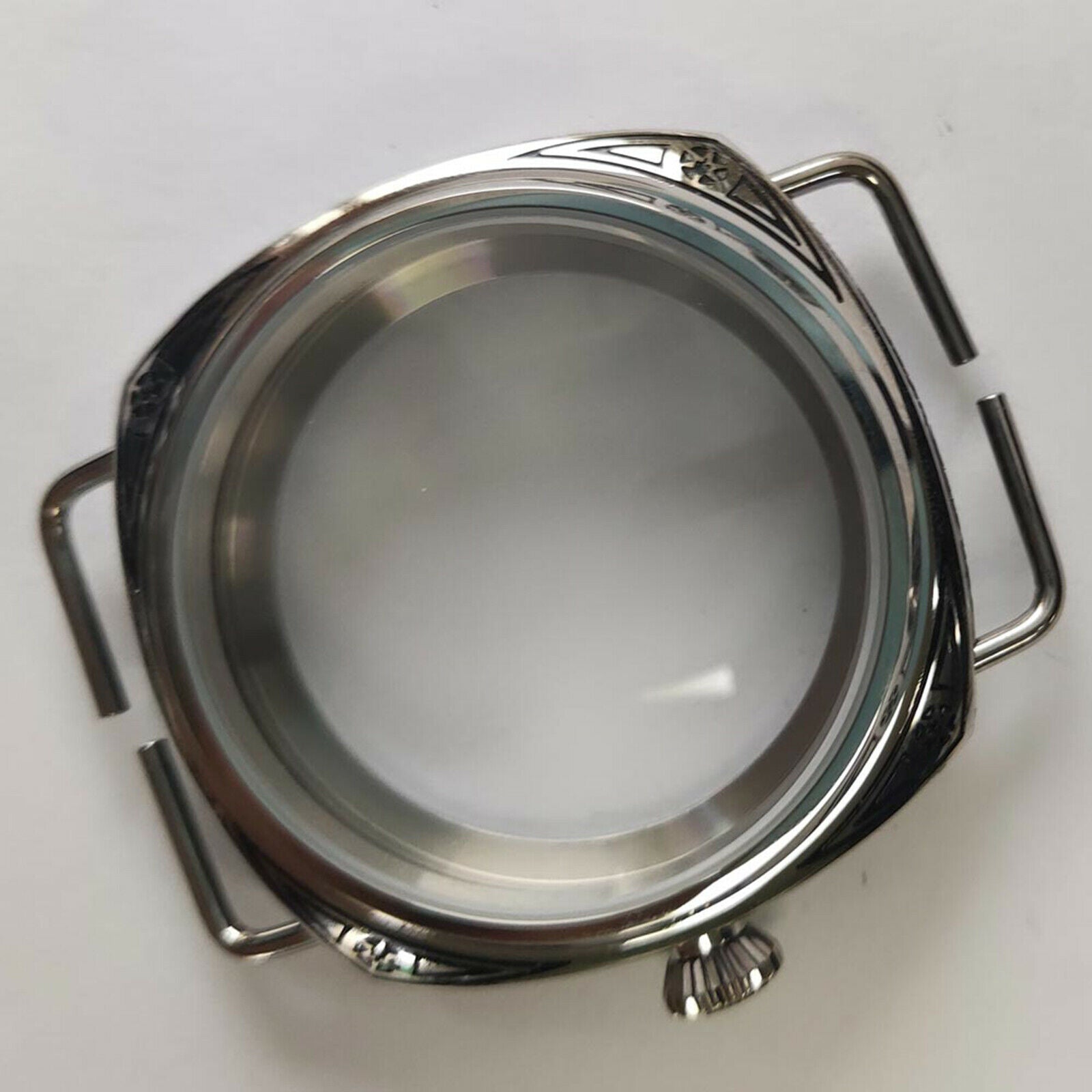 For ETA 6497/6498 Watch Movement 45mm Stainless Steel Carving Watch Case Part