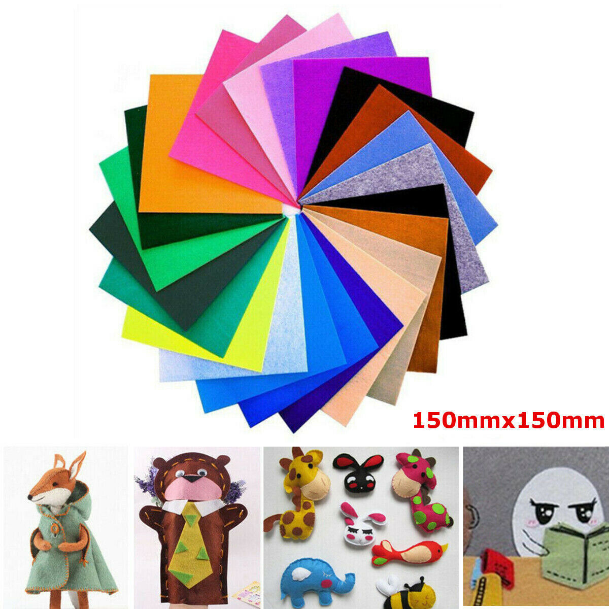 40pcs Mixed Color Soft Nonwoven Felt Fabric Sheets DIY Craft Patchwork