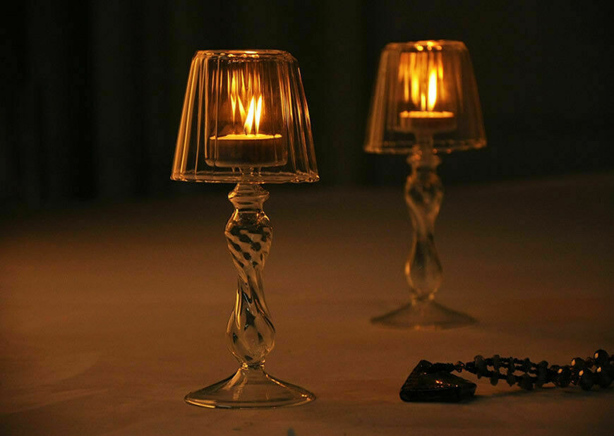 Glass Candlestick Holder Candle Tea Light Stand Table Lamp Shape Home Decor Acc.