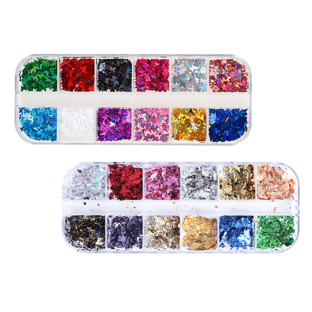 24 Pieces Nail Iridescent Foil Flakes Fragments Nails Art Decals Crafts