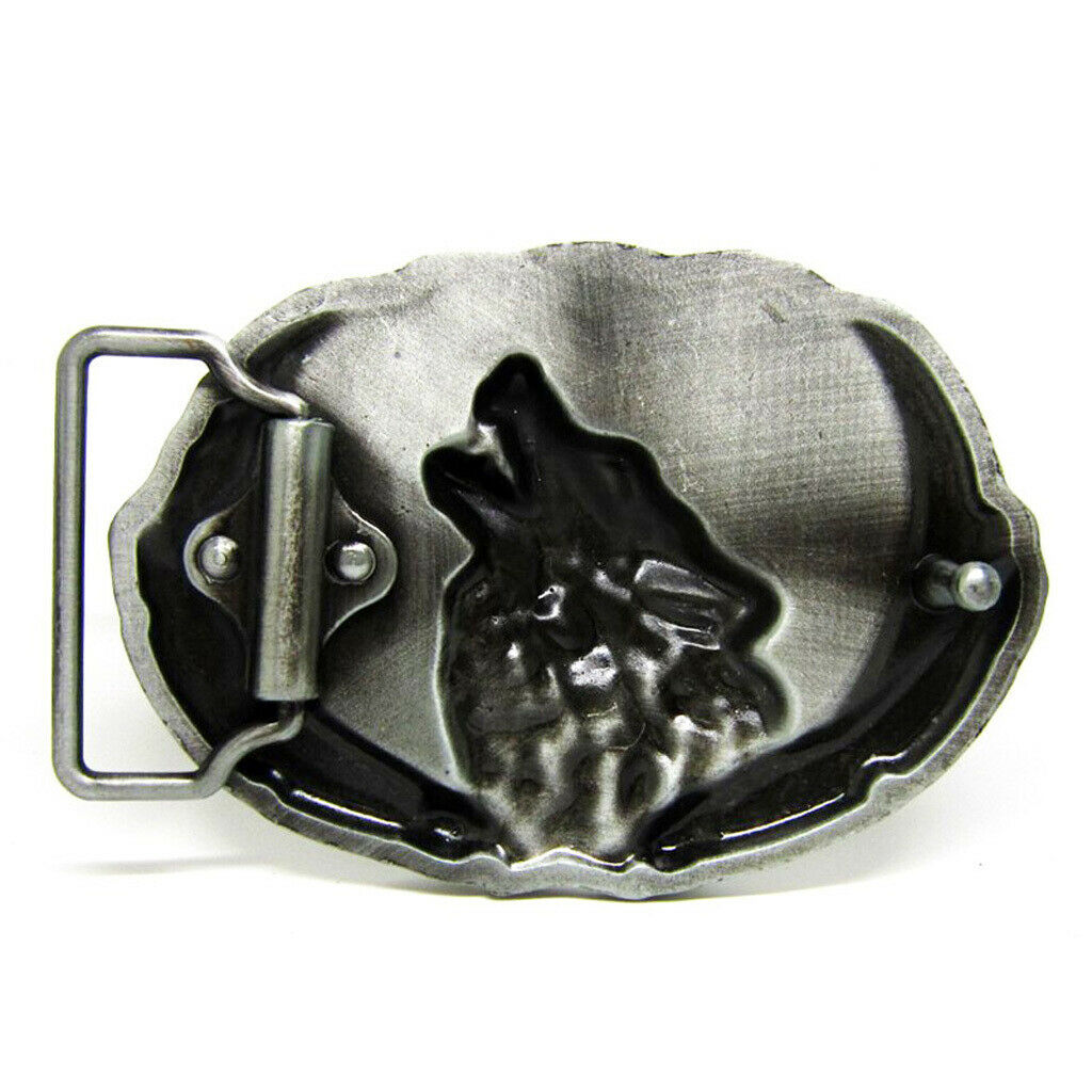 Classic Rodeo Engraved Howling Wolf Belt Buckle Animal Belt Accessories