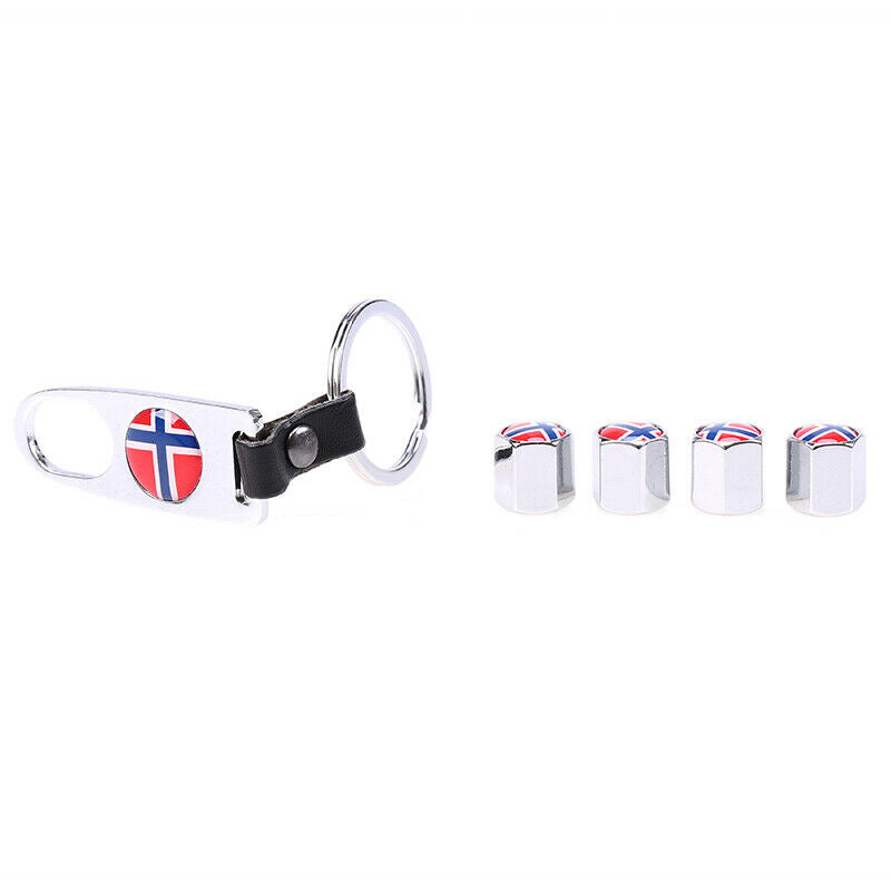 Universal Car Auto Wheel Tyre Tire Valve Dust Stems Air Caps + Keychain For Ford