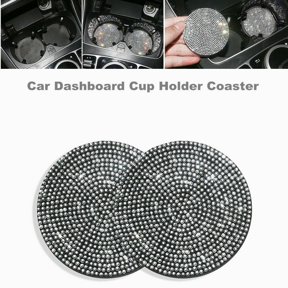 2PCS Diamond Car Dashboard Cup Holder Coaster Anti Slip Cup Holder Insert Liners