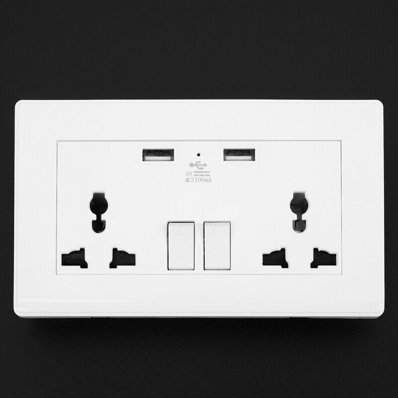 International Universal Plug Socket 2.1A Usb Wall Switch Socket 3 Holes Dual UZ2