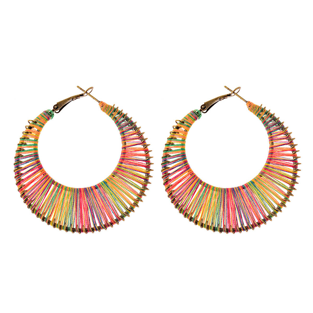 Fashion Geometric Colorful Round Cotton Hoop Earrings Women Wedding Jewelry Gift