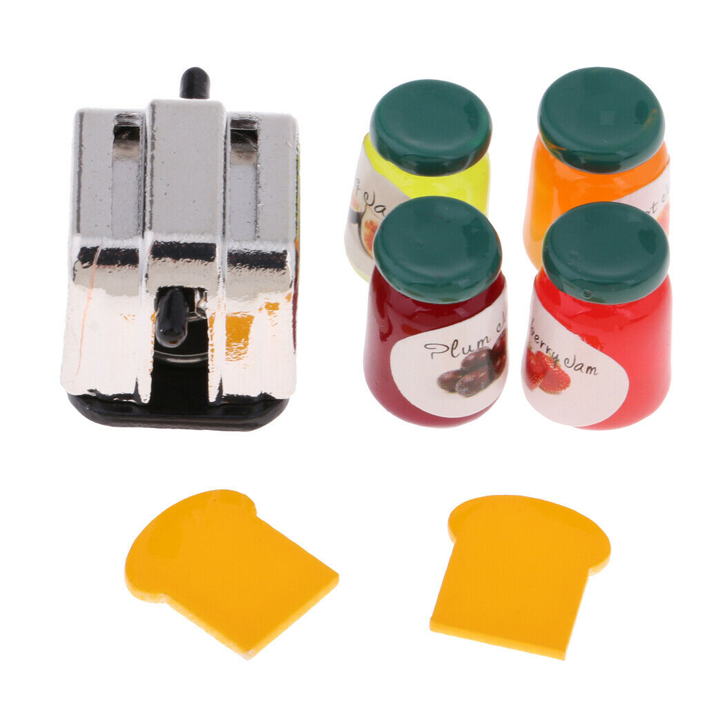 1/12 Scale Bread Maker Jam Bottle And Bread Cooking Set