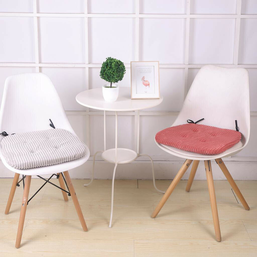 Stripe Cushion Square Cotton Chair Pads with Ties Soft Seat Pads Wine Red