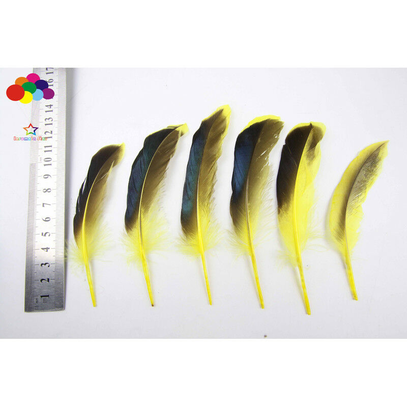 Diy 100 Pcs natural duck feather dyed yellow 10-15 cm/4-6 inch Carnival headress