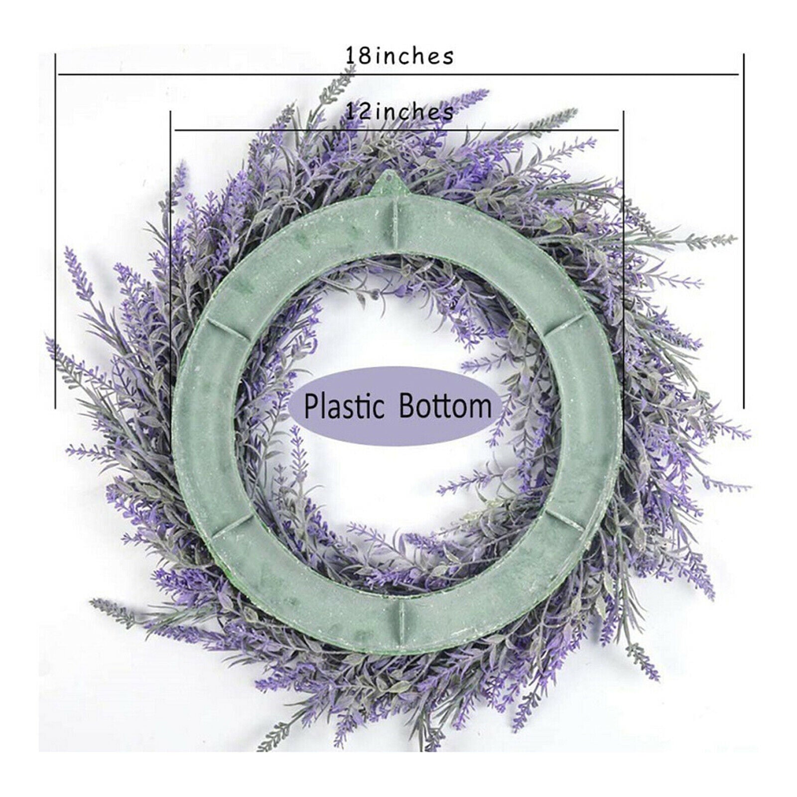 18in Round Lavender Wreath Flower Garland for Front Door Wall Wedding Decor