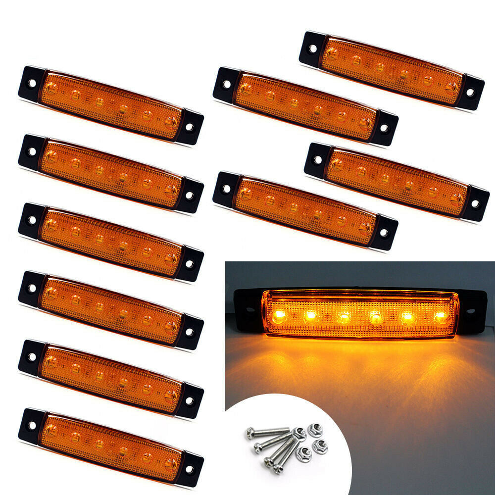 20x Universal 3.8" Red/Amber 6LED Side Marker Light indicators Truck Trailer Bus