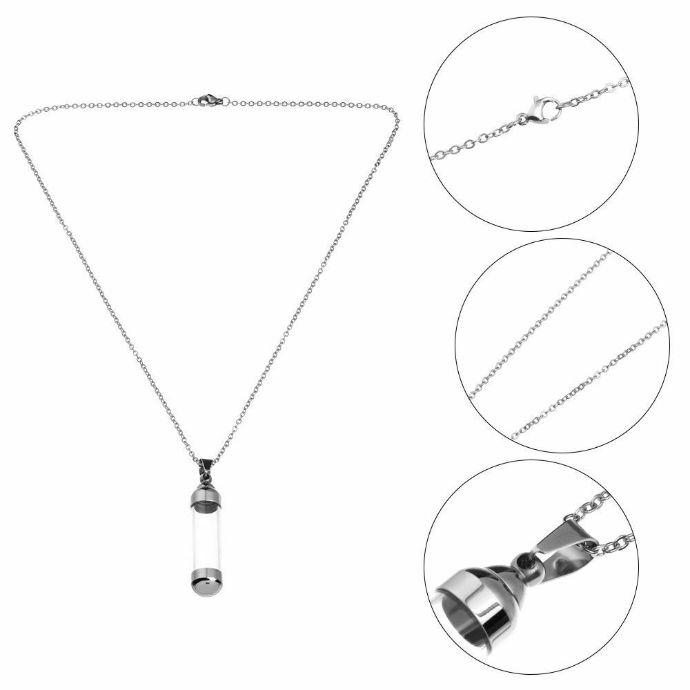 Screw Cap Wishing Bottle Pendant Lucky Charm Glass Vial Necklace Perfume Jars