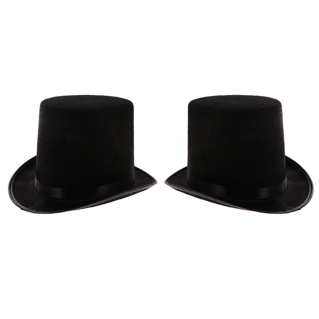 2 Pieces Novelty Black Top Hats for Women & Men - Magician Dress Up Hats