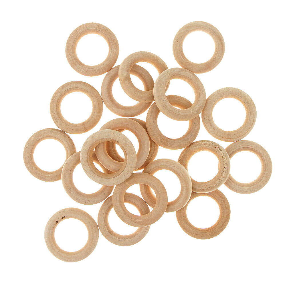 20x Wooden Linking Ring Natural Blank Wood Loop Craft Pendant Connector DIY 30mm