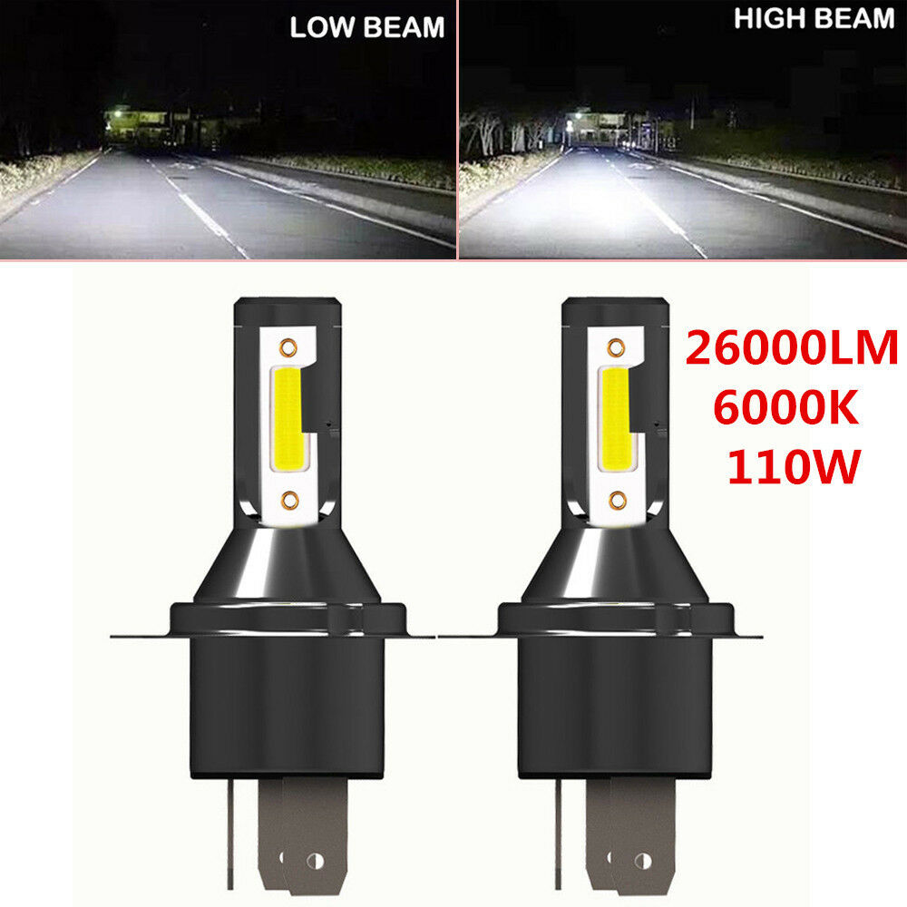 2PCS H4 Hi/Lo LED Headlight Headlamp 26000LM 6000K 110W Kit Conversion Bulbs